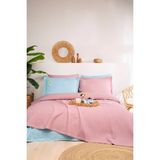 Özdilek Rf Waffle -Pembe Mavi- Tek Kişilik Nakışlı Pike Takımı (2 Yastık Kılıflı) - Pembe - Mavi - 180 x 250