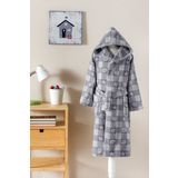 Özdilek Shell Plaid Kapüşonlu Kadife 11/12 Yaş Çocuk Bornozu