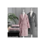 Özdilek Soft Leaf Antrasit Pembe Aile Bornoz Seti
