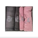 Özdilek Soft Leaf Best Set Hamam Takımı Pembe-antrasit