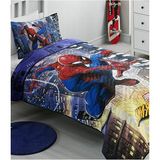 Özdilek Spiderman Lisanslı Mavi 160x240 cm Tek Kişilik Yatak Örtüsü