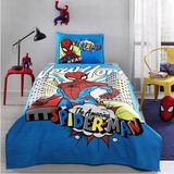 Özdilek Spiderman New York Tek Kişilik Disney Lisanslı Lastikli Fitted Çarşaf Çocuk Pike Takımı - Mavi
