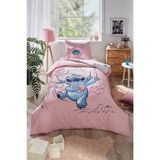 Özdilek Stitch Aloha Tek Kişilik Disney Lisanslı Lastikli Çarşaf Çocuk Nevresim Takımı 7276 - Pembe - 160 x 220 cm