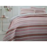 Özdilek Stripe Pembe Çift Kişilik Jakarlı Yatak Örtüsü Takımı
