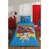 Özdilek Superman Best Friend Tek Kişilik Lisanslı Lastikli Çarşaf Çocuk Nevresim Takımı - Mavi