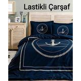 Özdilek Tek Kişilik Çarşafı Lastikli Nevresim Takımı Ankro Lacivert - 160 x 220 cm