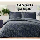 Özdilek Tek Kişilik ( Çarşafı Lastikli ) Nevresim Takımı Barocco - Lacivert - 200 x 220 cm