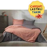 Özdilek Tek Kişilik ( Çarşafı Lastikli ) Nevresim Takımı Kiremit-Antrasit - 160 x 200 cm