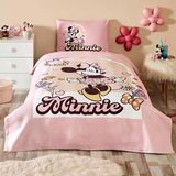 Özdilek Tek Kişilik Disney Lisanslı Lastikli Çarşaf Çocuk Pike Takımı Minnie Mouse Garden Pembe