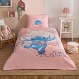 Özdilek Tek Kişilik Stitch Aloha Lisanslı Lastikli Çarşaf Pike Takımı Pembe