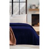 Özdilek Trendy Embos 155x220 cm Art Deco Lacıvert Tek Kişilik Battaniye