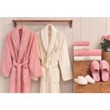 Özdilek Wedding Krem Pudra Aile Bornoz Seti Özdilek Bornoz Takımı - M - L - Krem - Pudra