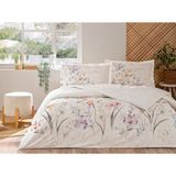 Özdilek White Lilly Çift Kişilik Nevresim Takımı 4568 200 x 220 cm Beyaz - Lila Çiçek Desenli