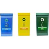 Özekim 3'lü Set Geri Dönüşüm Kutusu Sıfır Atık Kutusu Plastik Malzemeden Kağıt, Plastik ve Cam İçin