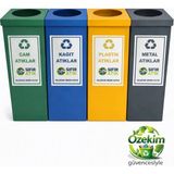 Özekim 4'lü Geri Dönüşüm Sıfır Atık Kutusu Seti 35*35*70 cm Kargo Dahil Renkli Plastik