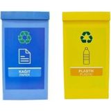 Özekim Geri Dönüşüm Kutusu Mavi Kağıt ve Sarı Plastik Atıklar İçin 70 Litre Kapasiteli