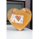 Özel Bambu 2 Bıçaklı Dekoratif Sunum Tahtası Kahvaltı Seti Kalp Desenli 30 cm - Ahşap
