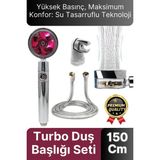 Özel Basınçlı Stop Düğmeli Pervaneli Su Tasarruflu Paslanmaz Turbo Duş Başlığı Hortum Mafsal Seti - diğer
