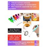 Özel Çelik Uçlu Pilli Soğuk Kahve Süt Köpürtücü Sos Krema Mama Yumurta Çırpıcı Mini Mikser Mixer