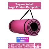 Özel Çift Taraflı Kaymaz Silinebilir Yoga Meditasyon Fitness Kamp Minderi 10 Mm Askılı Mat 2'Li Set