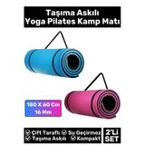 Özel Çift Taraflı Kaymaz Silinebilir Yoga Meditasyon Fitness Kamp Minderi 16 Mm Askılı Mat 2'Li Set