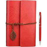 Özel El Yapımı Deri Kapaklı Eskitme Sayfa Defter & Özel Kalem Hediyeli – Vintage Nostaljik Günlük, Anı, Hatıra, Ajanda Özel Gün Hediyesi - KIRMIZI