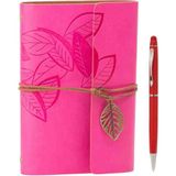 Özel El Yapımı Deri Kapaklı Eskitme Sayfa Defter & Özel Kalem Hediyeli – Vintage Nostaljik Günlük, Anı, Hatıra, Ajanda Özel Gün Hediyesi - PEMBE