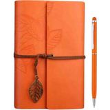 Özel El Yapımı Deri Kapaklı Eskitme Sayfa Defter & Özel Kalem Hediyeli – Vintage Nostaljik Günlük, Anı, Hatıra, Ajanda Özel Gün Hediyesi - TURUNCU