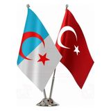 Özel Flama Bayrak Suriye Türkmen Bayrağı Çiftli Model Masa Bayrağı Çift Tarafflı Saten