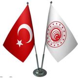 Özel Flama Bayrak Ticaret Bakanlığı Masa Bayrağı ve Türk Bayrağı Saten Kumaş Çiftli Set