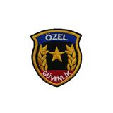 Özel Güvenlik Arması Defne Yapraklı Sarı-Mavi-Kırmızı Nakış Işleme Göğüs Arması 5'Li Paket