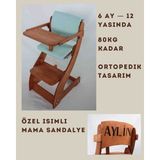 Özel Isimli Montessori Ahşap Bebek Mama Sandalyesi & Hediye - Koyu Ahşap