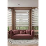 özel jaluzi Beyaz Bambu Kumaş Zebra Stor Perde Etek Dilimsiz 1. Kalite 200x240, 493