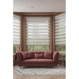 özel jaluzi Beyaz Bambu Kumaş Zebra Stor Perde Etek Dilimsiz 1. Kalite 200x250, 493