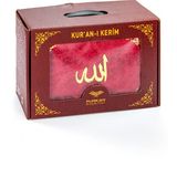 Özel Kadife Kaplı Kutulu Kuranı Kerim - Örtü - Tesbih - Bordo Renk