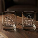 Özel Kutulu 2’li Kristal Kesim Bourbon Barrel Classic Viski Glass Seti - Beyaz - 2 Adet