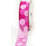 Özel Lastik Puantiyeli Organze Kurdele, 2,5 cm 5 mt 150 023 - Pembe