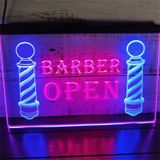 Özel LED Neon Tabelalar Berber Direkleri Şekli LED Neon Tabela, Fiş Powered Harfler Çift Renkli Neon Işıklar, Berber Dükkanı Asılı Aydınlık Dekor için, 40X30cm, Beyaz Kırmızı