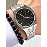 Özel Lüks Seri Classic Tasarım Eşref Tek Saat Modeli Metal Kordon Erkek Kol Saati-bileklik Hediyeli Siyah