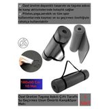 Özel Model Taşıma Askılı Çift Taraflı Kaymaz Su Geçirmez Pilates Kamp Fitness Yoga Matı Gri 10 mm