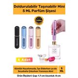 Özel Parfüm Şişesinden Doldurulabilir Taşınabilir Çanta İçi Mini Cep Parfüm Şişesi 5 Ml x 4 Adet