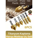 Özel Paslanmaz Çelik Kırılmaz Hss Bits Uçlu Altıgen Titanyum Kaplama Havşa Matkap Uç Seti 6 Parça