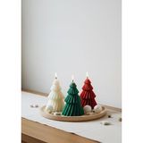 Özel Seri – 3’lü Yılbaşı Çam Mum Seti (Kırmızı – Yeşil – Beyaz) | Okyanus Kokulu | 11.5 x 7.5cm