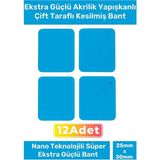 Özel Seri Ekstra Güçlü Pe Köpük Esaslı Çift Taraflı Hazır Kesilmiş 25X30MM Asma Bant 12 Adet