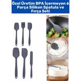 Özel Seri Gıda Sınıfı Bpa Içermeyen Mutfak Yemek Hazırlık Pratik 6 Parça Silikon Spatula Fırça Seti