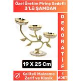 Özel Seri Kaliteli Dayanıklı Dekoratif Şık Tasarım Hediyelik Biblo Mumluk Pirinç Sedefli 3'lü ŞAMDAN