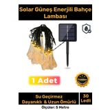 Özel Seri Solar Güneş Enerji Su Damlaları 5 Metre Uzunluğunda Sarı Renkli 30 Ledli Bahçe Aydınlatma