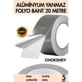 Özel Suya Sıcaklığa Dayanıklı Tamir Soba Boru Yama Alüminyum Yanmaz Folyo Bant 44MMX20M - 5 Adet