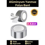 Özel Suya Sıcaklığa Dayanıklı Tamir Soba Boru Yama Alüminyum Yanmaz Folyo Bant 45mm - 5mt - 2 Adet