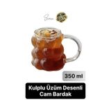 Özel Tasarım Borosilikat Cam Kulplu Üzüm Bardak Boncuk Şekilli Kahve Sunum Kupası Isıya Dayanıklı